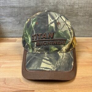 TItan Machinery Hat Cap Strap Back Brown Green Camo Outdoors One Size Adjustable
